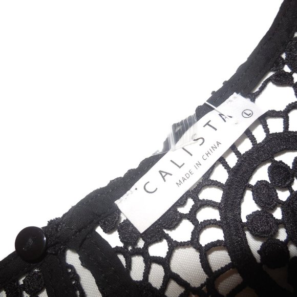 Blouse Black Lace NEW Long Sleeve tunic blouse see-through summer tunic top - Picture 8 of 13